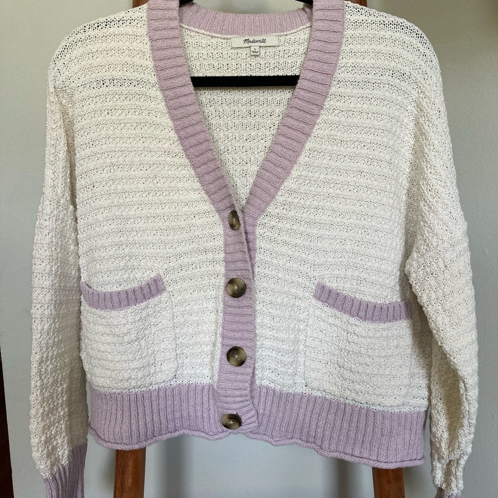 Madewell Seabrook Cardigan Sweater, Cream, L